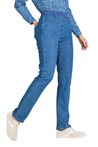 Image of Chums Ladies Pull On Jersey Waist Stretch Jean with 2 Front Pockets Stonewash 12 Short