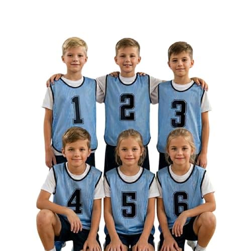 Image of A2Z 4 Kids 6 Pack Training Bibs Sports Vests Comfortable Breathable - Sports Bibs 762 Blue 4-8