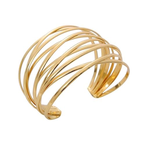 Image of SSKHE Gold Bangles, Chunky Adjustable Gold Bracelet for Women, Multi-layer Cross Wire Cuff Bracelet for Women