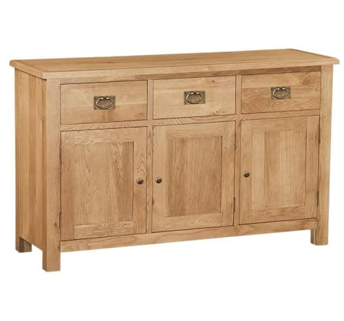 Image of Furniture Octopus Baysdale Rustic Oak Large Sideboard – 3 Door 3 Drawer Wooden Storage Unit – Oak Finish – Fully Assembled