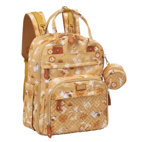 Image of BabbleRoo Diaper Bag Backpack - Baby Essentials Travel Tote - Multi Function Water-Resistant Diaper Bag, Travel Essentials Baby Bag with Changing Pad, Stroller Straps & Pacifier Case - Unisex, Safari