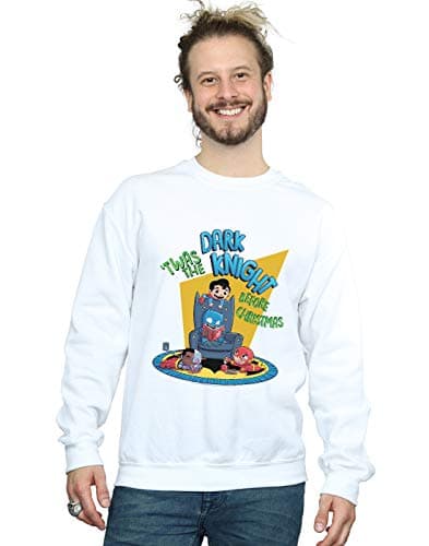 Image of Absolute Cult DC Comics Men's Super Friends Dark Knight Before Christmas Sweatshirt White Medium