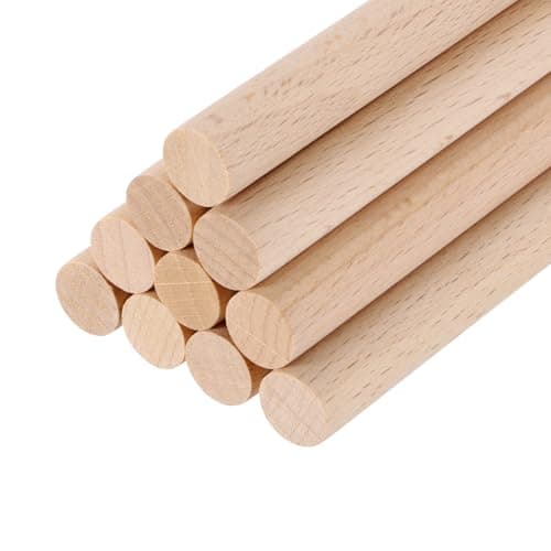 Image of sourcing map Wooden Dowel Rods, 7mmx200mm Round Wooden Rod Unfinished Solid Wood Sticks Crafts Wand for Arts Decoration, Craft and DIY Projects Wand,Pack of 10