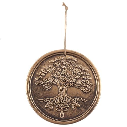 Image of Lisa Parker Bronze Terracotta Tree of Life Plaque Ornament Brown 20x20x1cm