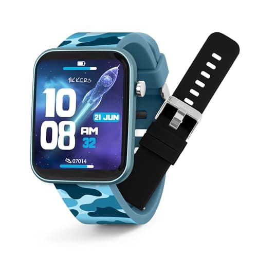 Image of Tikkers Kids Series 13 Camo Smart Watch with Fitness Tracker, Alarm Clock, Camera, GPS Connection, Heart Rate Monitor, Step Counter, Touch Screen, IP68, Interchangeable Strap