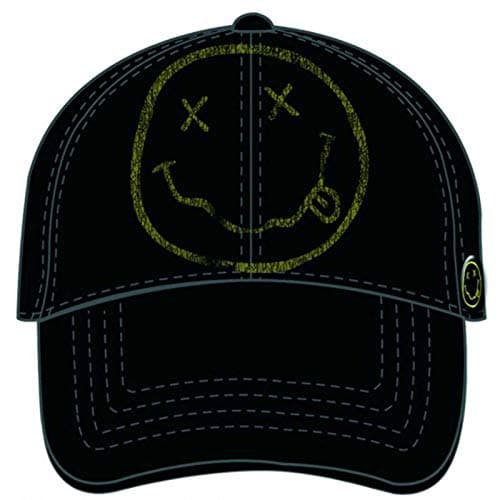 Image of Nirvana Smiley Men's Baseball Cap Black, Black, One Size