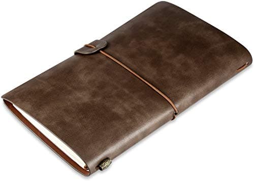 Image of PU Leather Travel Journal Notebook, Vintage Refillable Journey Diary, Line Pages Refillable Vintage Travelers Notebook Diary, Coffee Brown,(13 * 20 cm)