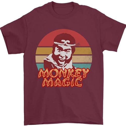 Image of Monkey Magic Mens T-Shirt 100% Cotton Maroon L
