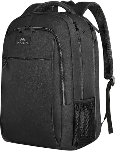 Image of MATEIN Travel Laptop Backpack, Work Bag Lightweight Laptop Bag with USB Charging Port, Anti Theft Business Backpack, Water Resistant School Rucksack Gift for Men and Women, Fits 17.3 Inch, Black