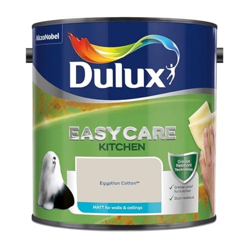 Image of Egyptian Cotton Dulux Easycare Kitchen Matt Emulsion Paint 2.5L – Grease & Stain Resistant, Washable Matt Finish, Durable Interior Paint for Kitchen Walls & Ceilings