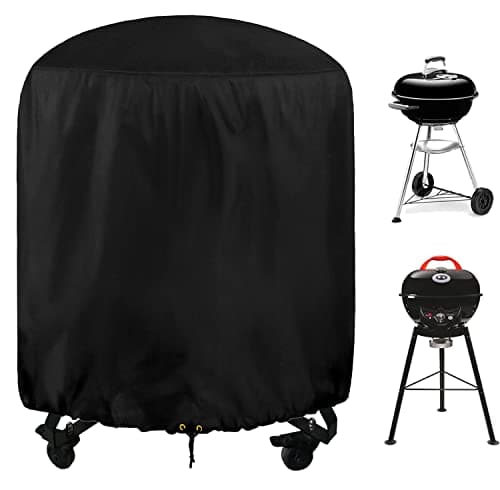 Image of RICHIE Round Barbecue Cover, Kettle BBQ Cover 73x71cm Waterproof Heavy Duty 420D Oxford Fabric Round Gas Grill Covers with Drawstring Cord, Outdoor Grill Cover UV Resistant, Windproof & Rip-Proof