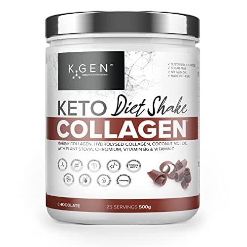 Image of K-GEN Diet Shake Meal Replacement Keto Collagen Powder | Multi Collagen Protein with MCT Oil, Vitamin C | Advanced Keto Complete Powder for Meal Replacement Gluten & Sugar Free (Chocolate 500g)