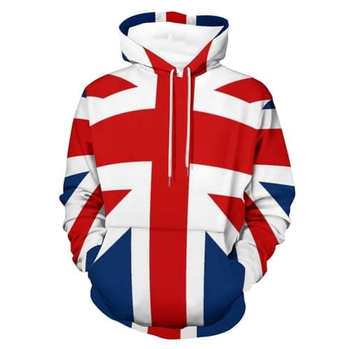 Image of Men's British Flag Hoodie - Cozy And Stylish Pullover Hooded Sweatshirt S