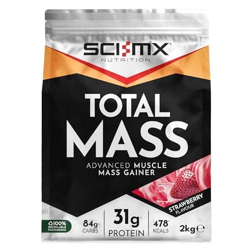 Image of SCI-MX Total Mass - Advanced Muscle Mass Gainer Protein Powder - Muscle Growth & Weight Gain - Strawberry • 31g Protein + 478 Calories per Serving • 2kg