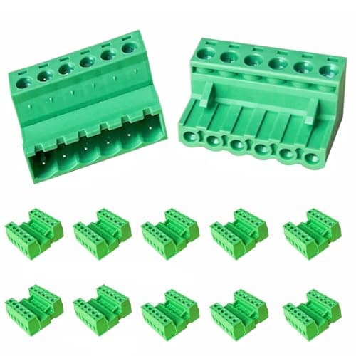 Image of 10Set 6 Pin 5.08mm Pitch PCB Mount Screw Terminal Block Connector with Phoenix Type Plug 300V 15A for 12-28AWG Cable
