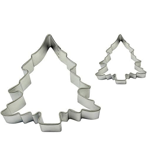 Image of PME Christmas Tree Cookie and Cake Cutters, Small and Large Sizes, Set of 2, Silver