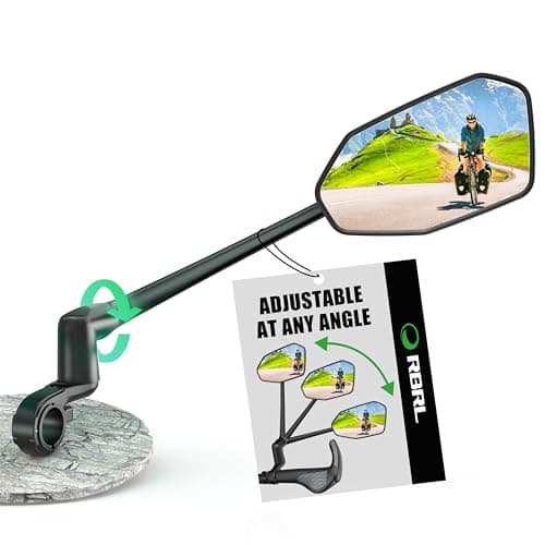 Image of RBRL Bike Mirror, Aluminum Alloy Bicycle Mirror Handlebar Mount, Anti-shake & Break-proof, Foldable HD Real Glass Rotatable Ebike Accessories, Bike Rear View Mirror for Ebike Scooter(Right)