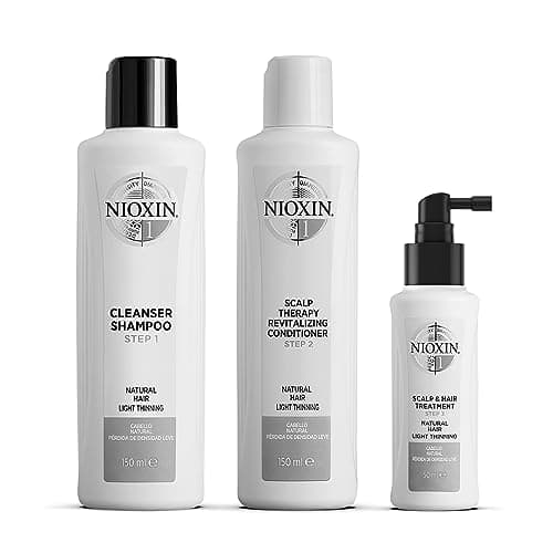 Image of Nioxin 3-Part System | System 1 | Natural Hair With Light Thinning Hair Treatment | Scalp Therapy | Hair Thickening Treatment | Trial Kit