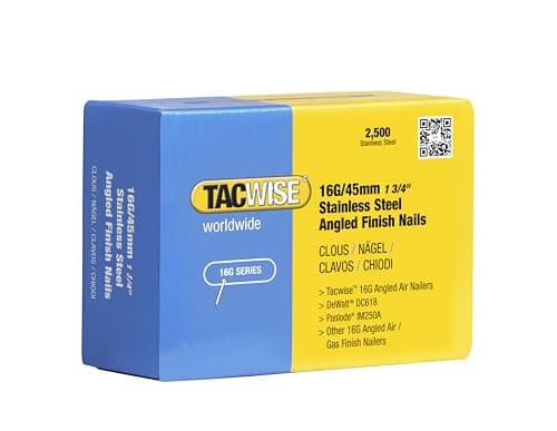 Image of Tacwise 1224 Type 160 (16G) / 45 mm Stainless Steel Angled Finish Nails, 20° Inclined, Pack of 2,500