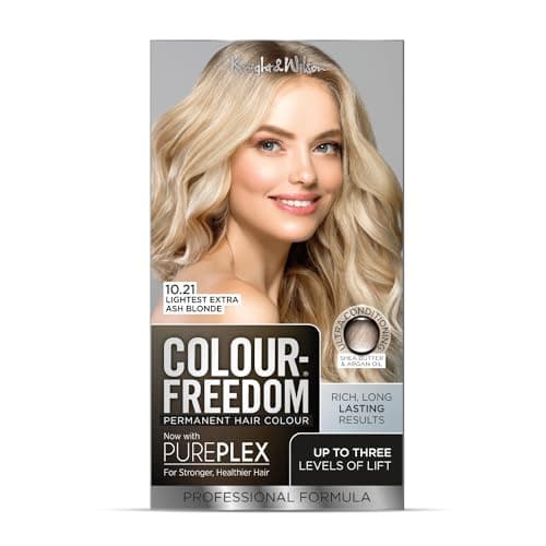 Image of Colour Freedom Lightest Extra Ash Blonde Permanent Hair Colour. Formulated with PurePlex to Protect, Restore and Nourish. Up to 3 Levels of Lift. 10.21 Extra Ash Blonde. By Knight & Wilson