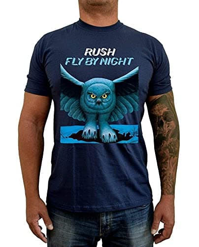 Image of Rush Fly by Night Ver. 1 Album Cover Mens T Shirt Size M Navy Blue