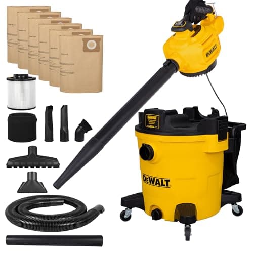 Image of DEWALT Shop Vacuum Wet and Dry Vac with Detachable Leaf Blower, 3 in 1 Heavy Duty Wet Dry Vacuum Cleaner 12 Gal for Home, Garage, Car, Workshop, Jobsite, Lawn Care, Yard, Patio, 5.5 Peak HP, DXV212PA