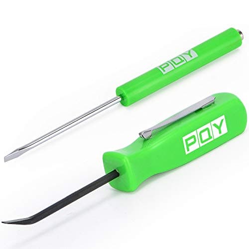 Image of PQY Pocket Magnetic Screwdriver Slotted Head with Magnet Top + Mini Pry Bar Set Green