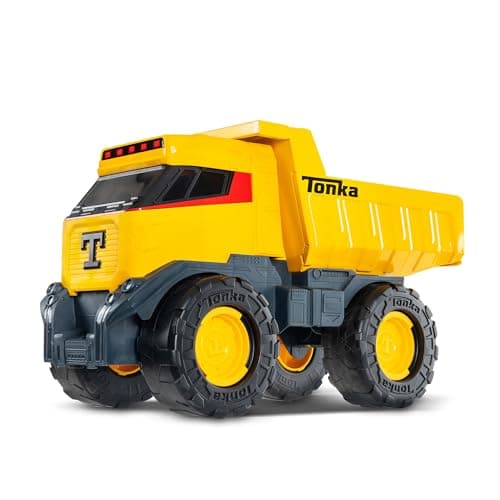 Image of Basic Fun Tonka Next Gen Mighty Dump Truck – Heavy-Duty Steel Construction Vehicle with Working Dump Bed, Mega Wheels & Tow Hooks – Tonka Tough for Outdoor Play