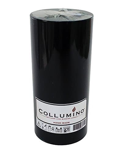 Image of Collumino Large Solid Black Colour Pillar Candle 110 Hours Size 15 x 7 cm