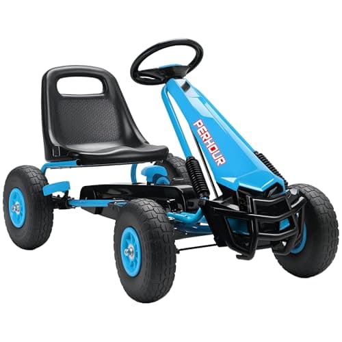 Image of AIYAPLAY Kids Pedal Go Kart, Children Ride on Racer with Adjustable Seat, EVA Tyres, Manual Clutch, Brake, Go Cart for Kids 3-8 Years, Blue