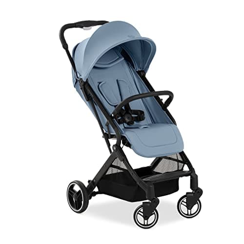 Image of hauck Travel N Care Plus, Dusty Blue - Lightweight Travel Pushchair with Raincover, Head Cushion Suspension, Compact & Foldable, UPF 50+, Fully Reclining from Birth up to 22 kg