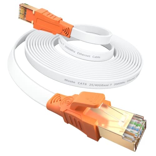Image of Nixsto Ethernet Cable 0.5m/1m/3m/5m/10m/15m/20m/25m- Cat 8 High Speed 40Gbps 2000MHz Flat Lan Network Cable with RJ45 Connector for Router, Modem, Gaming, Backward Compatible with Cat5e/Cat6/Cat7