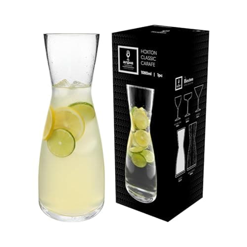 Image of Argon Tableware Hoxton Crystal Carafes 1.1L - Glass Water Wine Decanter Jugs, Clear Serving Carafe for Juice, Cocktails, Iced Coffee, Table Service & Home Bar