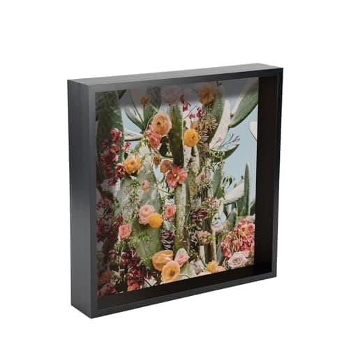 Image of Nicola Spring 3D Shadow Box Photo Frame - 10x10 (25x25cm) - Pack of 1 - Black 3D Deep Photo Frame Box Picture Large Square Display Case for Crafts, Keepsakes, Wedding, Graduation