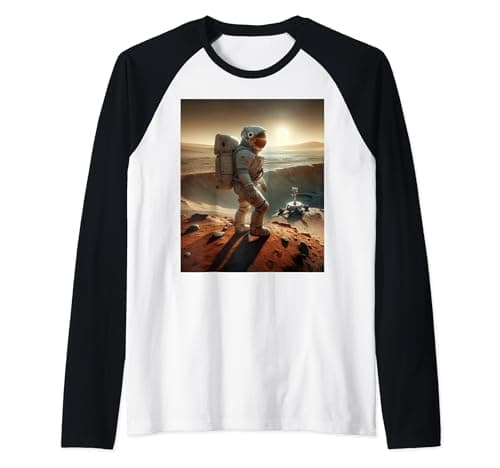 Image of Dusk on Mars: Lone Astronaut's Journey | Red Planet Recon Raglan Baseball Tee