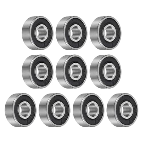 Image of sourcing map 10pcs 606-2RS Bearing 6x17x6mm, Chrome Steel Double Rubber Seals Miniature Bearing, Lubricated Deep Groove Ball Bearings, P6 (ABEC 3)