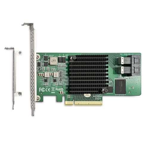 Image of H!Fiber.com 12G Internal PCIe Controller Card, 8 Ports 12Gb/s SATA+SAS HBA Card, Broadcom's SAS 3008 Chip, PCI Express 3.0 X8, 2X Mini SAS SFF-8643 Ports, Same as SAS 9300-8I with Low Profile Bracket