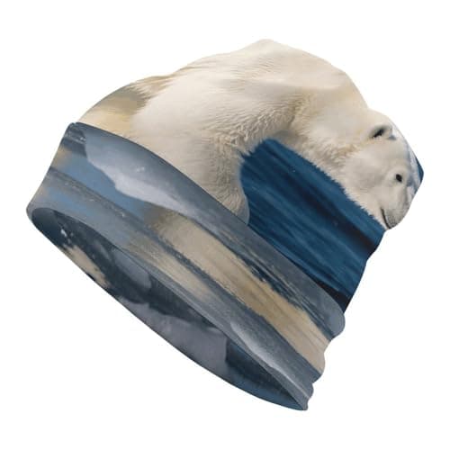 Image of Slouchy Beanie Hat for Men Women Warm Knit Hat Casual Y2K Beanie Polar Bear Skull Cap for Outdoor