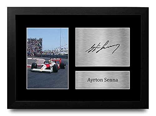 Image of HWC Trading FR A4 Ayrton Senna Formula 1 Gifts Printed Signed Autograph Picture for F1 Formula 1 Racing Fans - A4 Framed