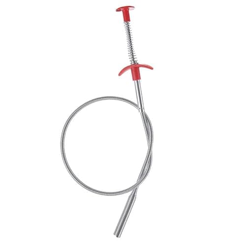 Image of JZK 60CM Kitchen Bathroom Sink Drain Pipe unblocker Tool, Four-Jaw Handle Spring Grabber Tool, Drain Cleaning Brush Bendable Flexible Long Wire Rod Stick, Pipe Dredging Tool for Sink Blockages