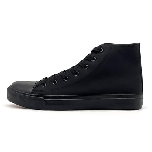 Image of Women's Fashion Trainers High Top Leather Sneakers Ladies Casual Lace Up Trainers Sports Running Walking Shoes Black Trainers for Women Men