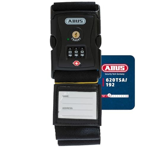 Image of ABUS luggage strap with TSA lock 620TSA/192 - Luggage strap with 3-digit numerical code - Name tag included - black