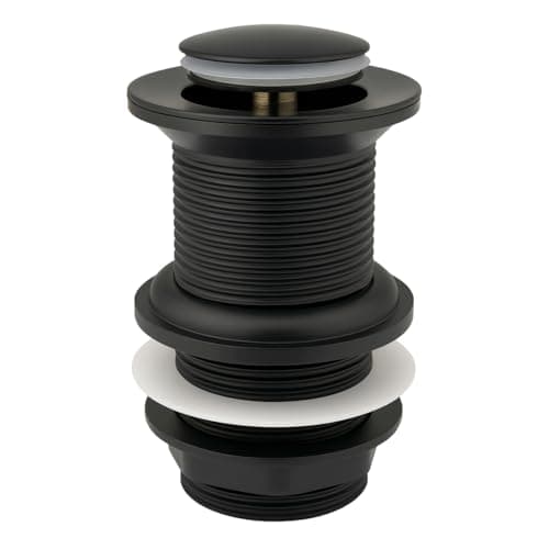 Image of Xcel Home™ Unslotted Black Replacement Click Clack Basin Waste | Quality Brass Pop-Up Bathroom Sink Plug | Standard G 1 1/4" BSP Connection | 1 pc