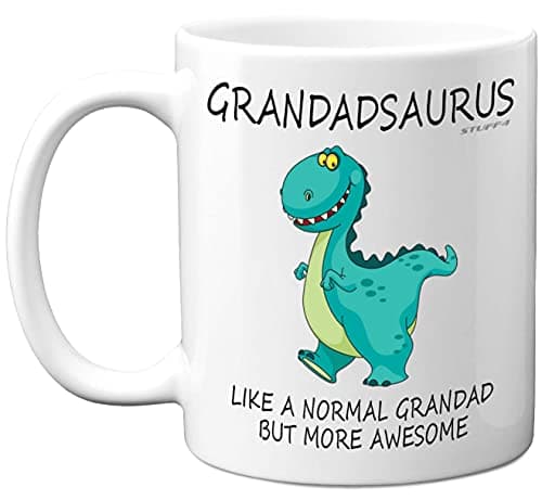 Image of Stuff4 Grandadsaurus Mug - Grandad Fathers Day Mug Gifts, Birthday, Christmas Dinosaur Gifts, 11oz Ceramic Dishwasher Safe Coffe Cup, Grandad from Grandchildren, Cute Funny Made in UK