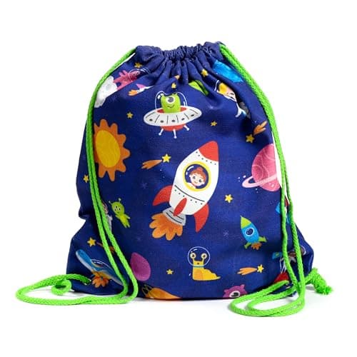 Image of Puckator Space Cadet Canvas Drawstring Bag - Swimming Bag - Drawstring Bags For Kids - Gym Pe Bag - Festival Bags For Women - Gymnastics Bag - String Sport Bag - Backpack - Yoga Equipment Bag