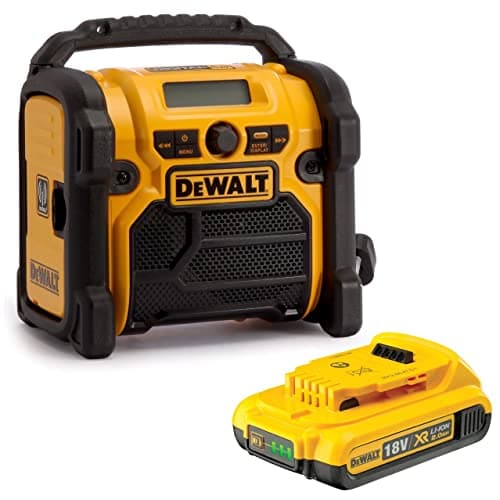 Image of Dewalt DCR020 240v XR Compact DAB Digital Jobsite Radio -10.8v 14.4v 18v Battery