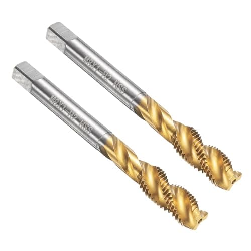Image of sourcing map 2pcs Spiral Flute Thread Tap M8 x 1 H2 Metric Machine Threading Tap Bit, Titanium Coated Screw Tapping Repair Tool, M2 High-Speed Steel (HSS)