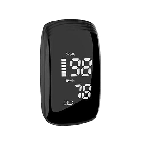 Image of Skmeditec Rechargeable Finger Pulse Oximeter Fingertip Blood Oxygen Monitor, Pulse Oximeter With Blood Oxygen Saturation/Heart Rate Monitor and SpO2 Levels, Black
