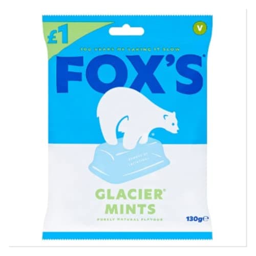 Image of Fox’s Glacier Mints Boiled Sweets 130g x 12 | Refreshing Mint Flavour Hard Candies in Tin