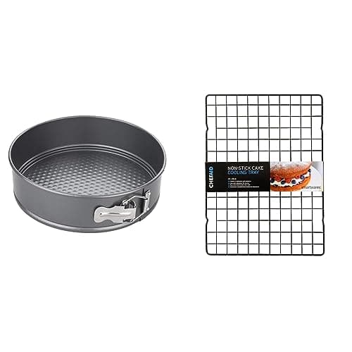 Image of Chef Aid 10E10321 Non-Stick Spring Form Cake Tin, Round Cake pan with Loose Base for Easy Release, Dishwasher, Fridge and Freezer Safe.,Grey,23cm 9 inch Non-Stick Cake Cooling Tray